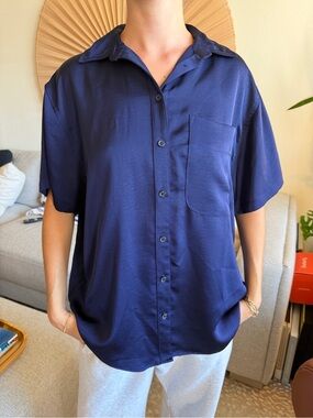 a new day Navy Short-Sleeve Button-Front Shirt